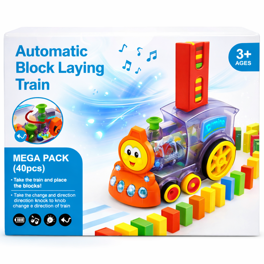 Automatic Train Toy for Kids with 40 Colorful Blocks