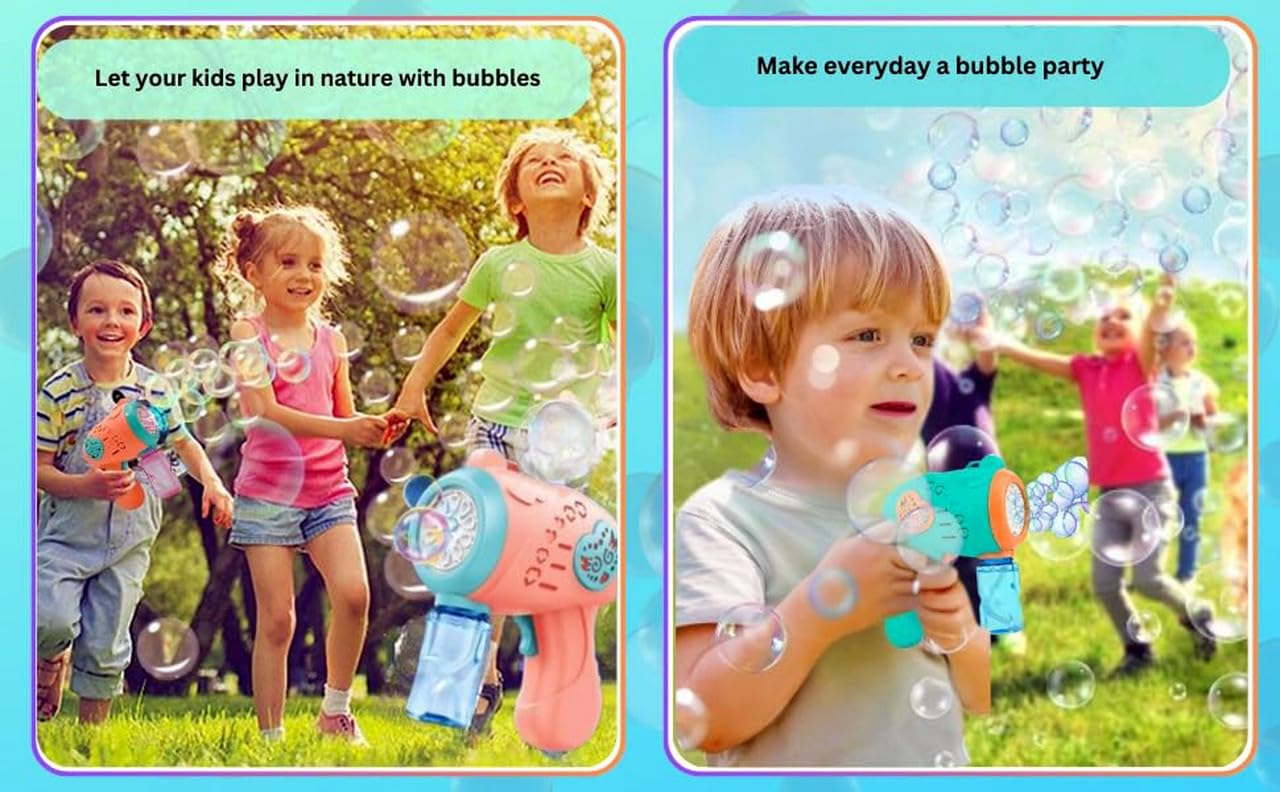 Automatic Bubble Gun Machine for Kids with Lights & Music