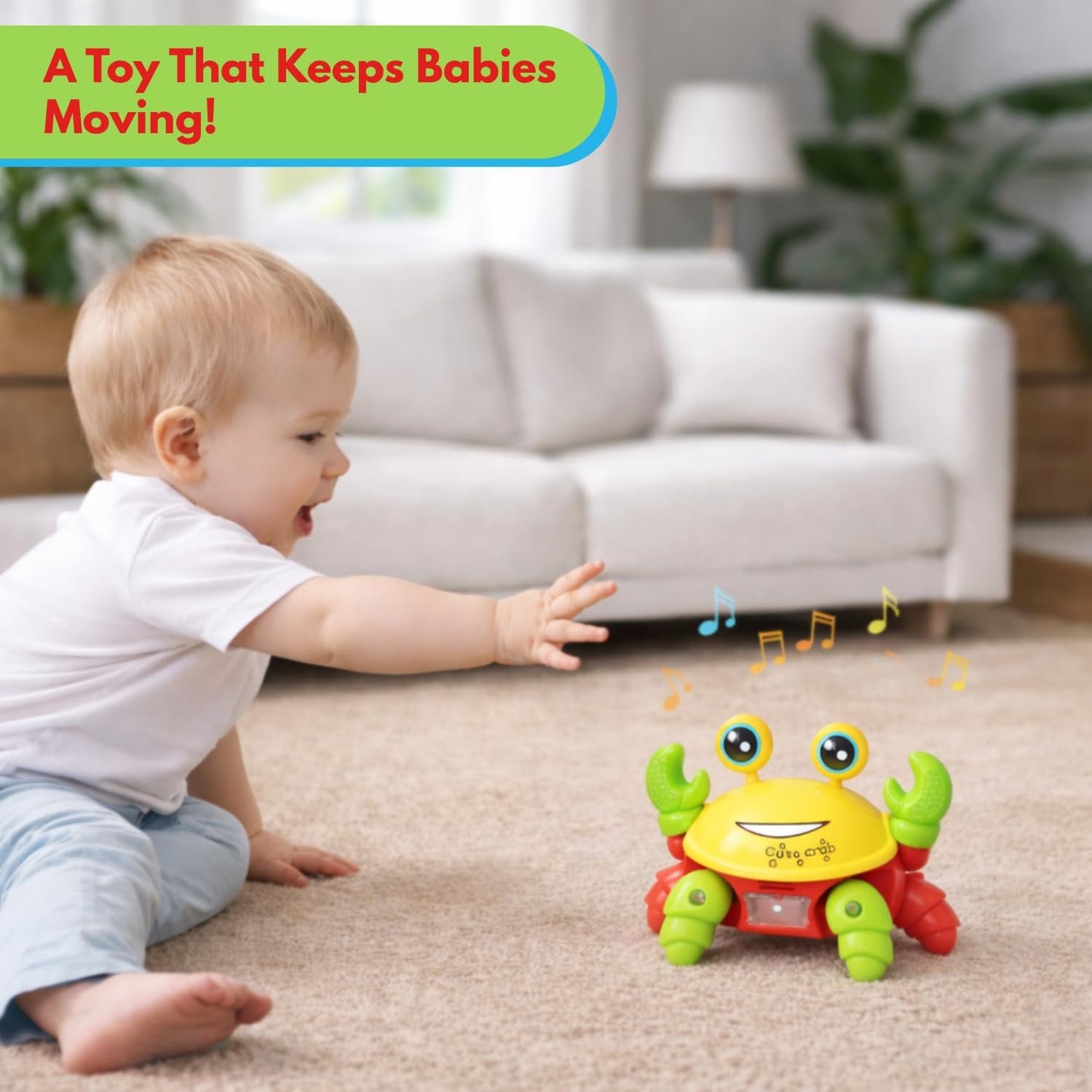 Interactive Crawling Crab Toy for Kids with Music & LED Lights