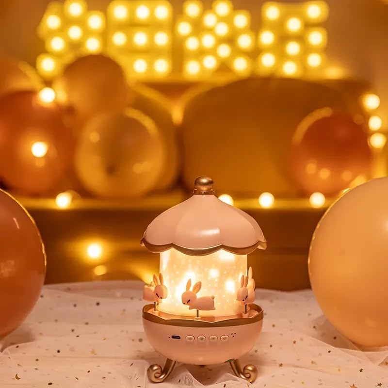 Bunny Carousel Night Light Star Projector for Kids