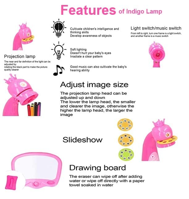 Kids Drawing Projector Table Set with 24 Patterns & 12 Pens – Battery Operated Educational Tracing Toy for Kids 3+