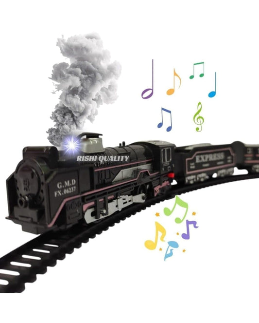 Rail Gadi Smoke Train Toy Set with Lights, Sound & Track