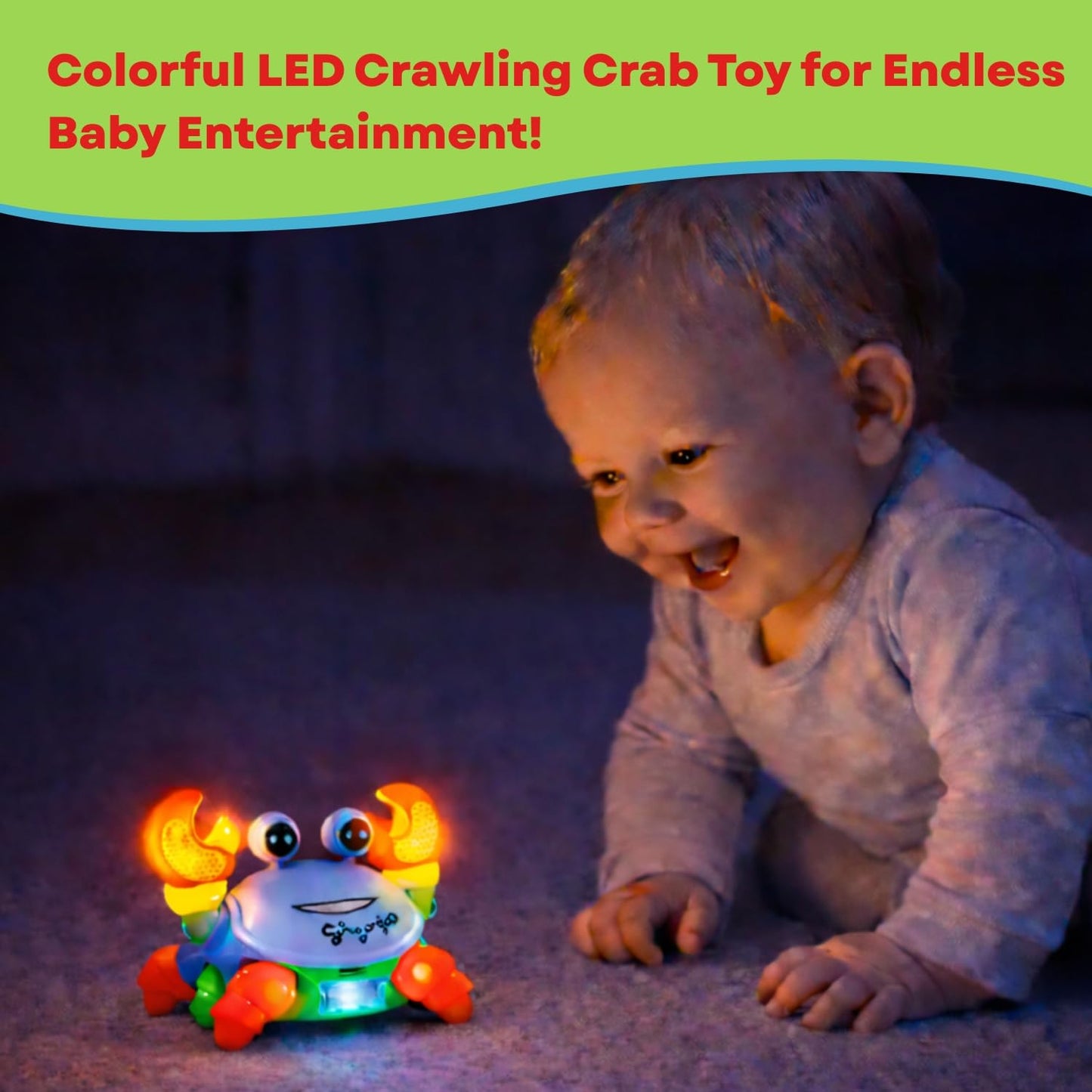 Interactive Crawling Crab Toy for Kids with Music & LED Lights