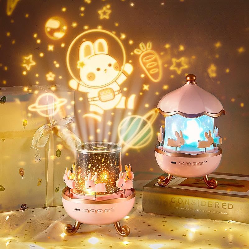 Bunny Carousel Night Light Star Projector for Kids