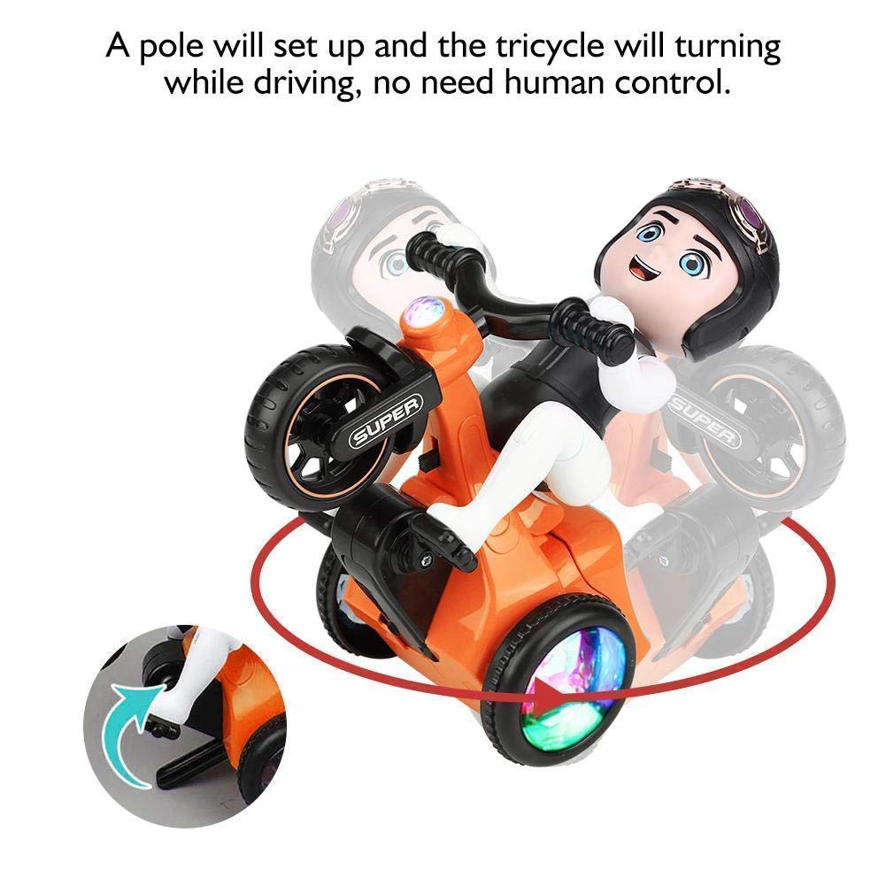 Automatic Bump & Go Bicycle Toy with Lights, Music & 360° Rotation for Kids