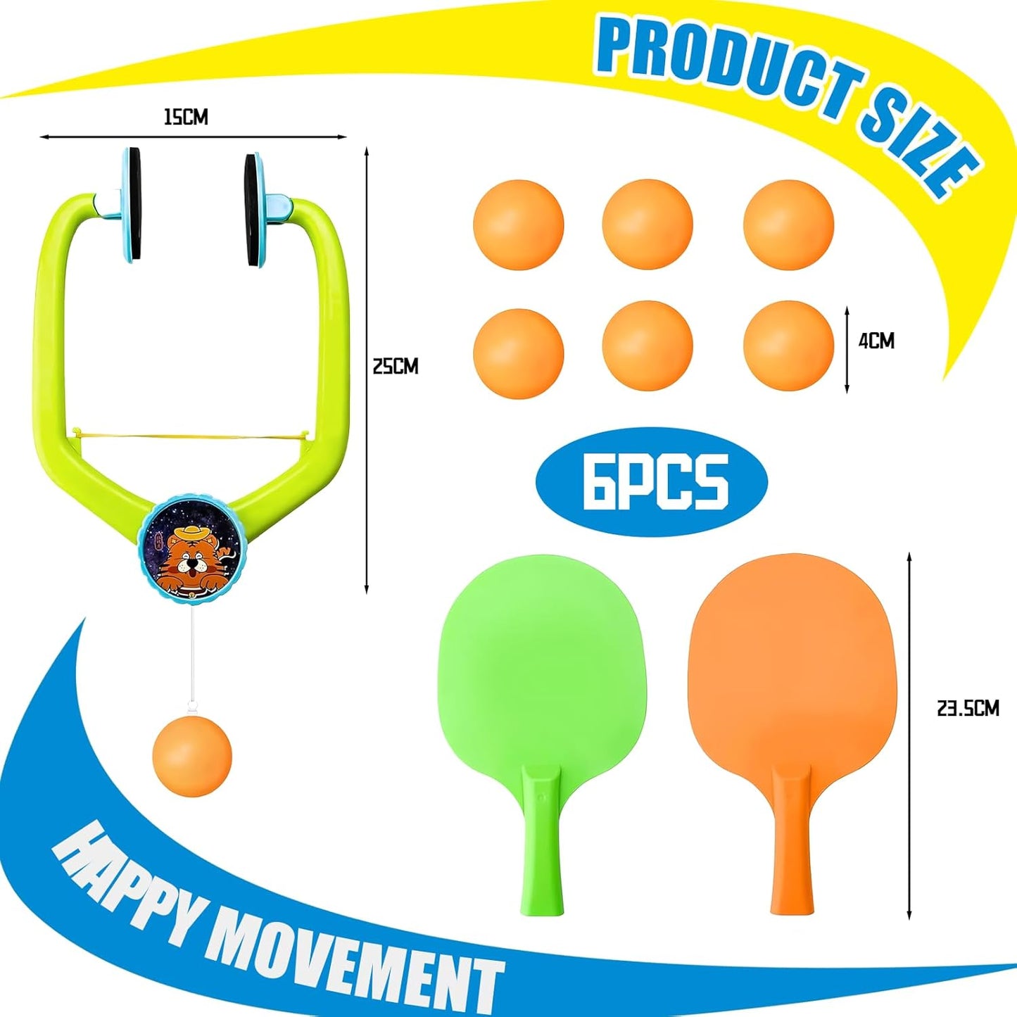 Adjustable Door Hanging Ping Pong Trainer Set with 2 Paddles & Balls