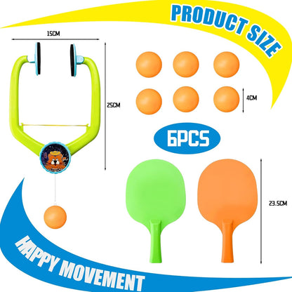 Adjustable Door Hanging Ping Pong Trainer Set with 2 Paddles & Balls