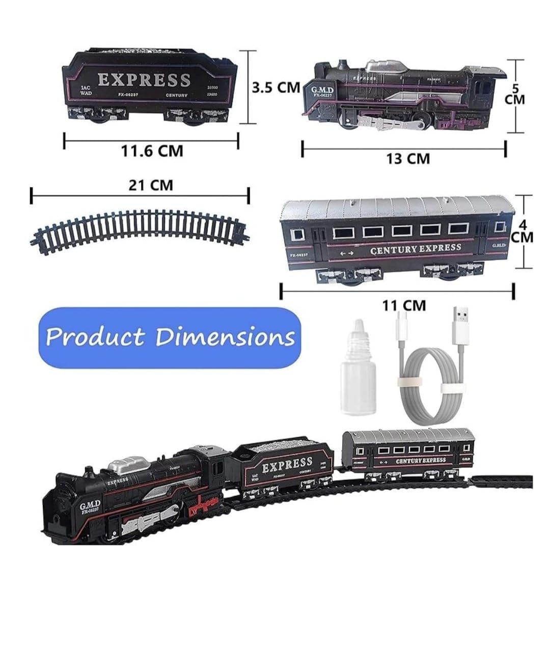 Rail Gadi Smoke Train Toy Set with Lights, Sound & Track