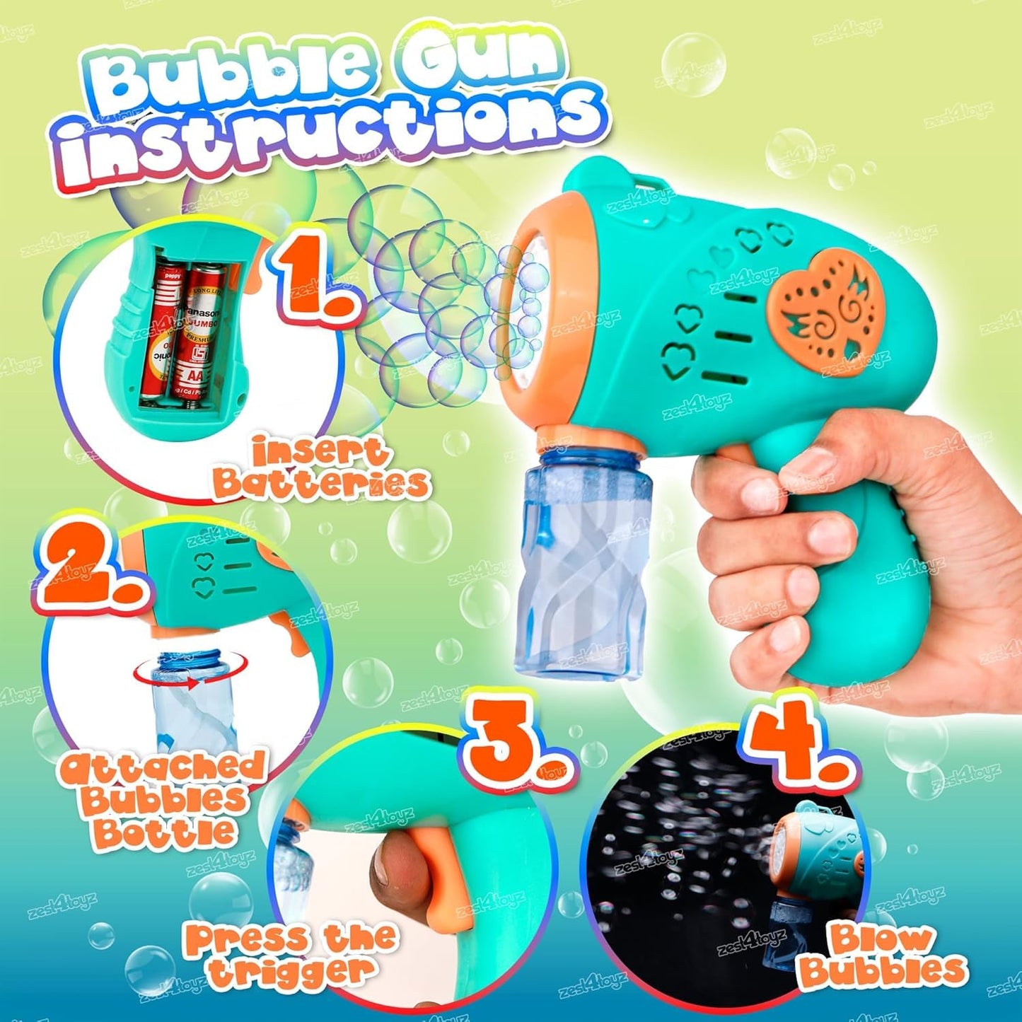 Automatic Bubble Gun Machine for Kids with Lights & Music