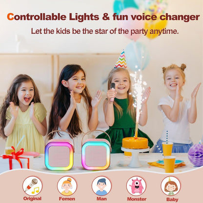 Rechargeable Karaoke Microphone with Bluetooth Speaker & LED Lights