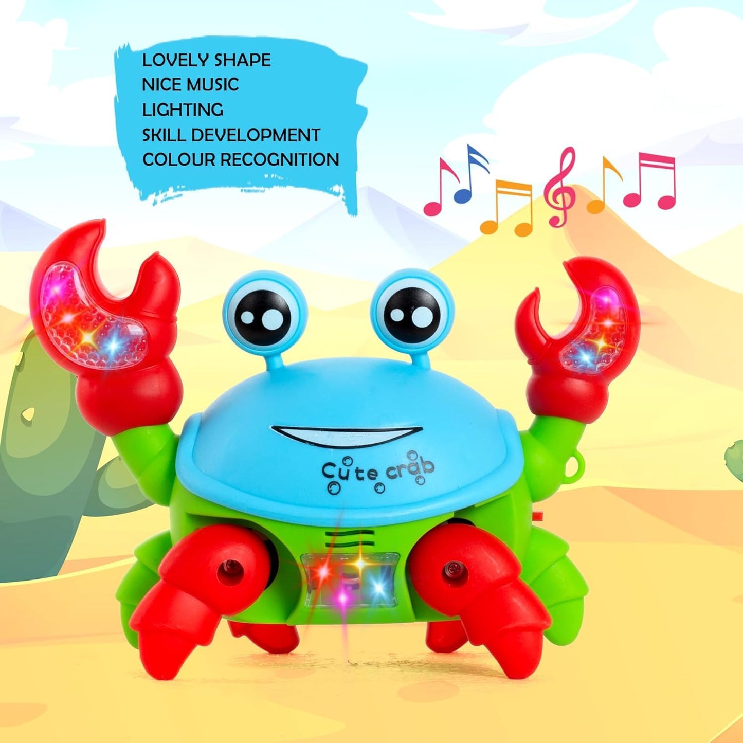 Interactive Crawling Crab Toy for Kids with Music & LED Lights