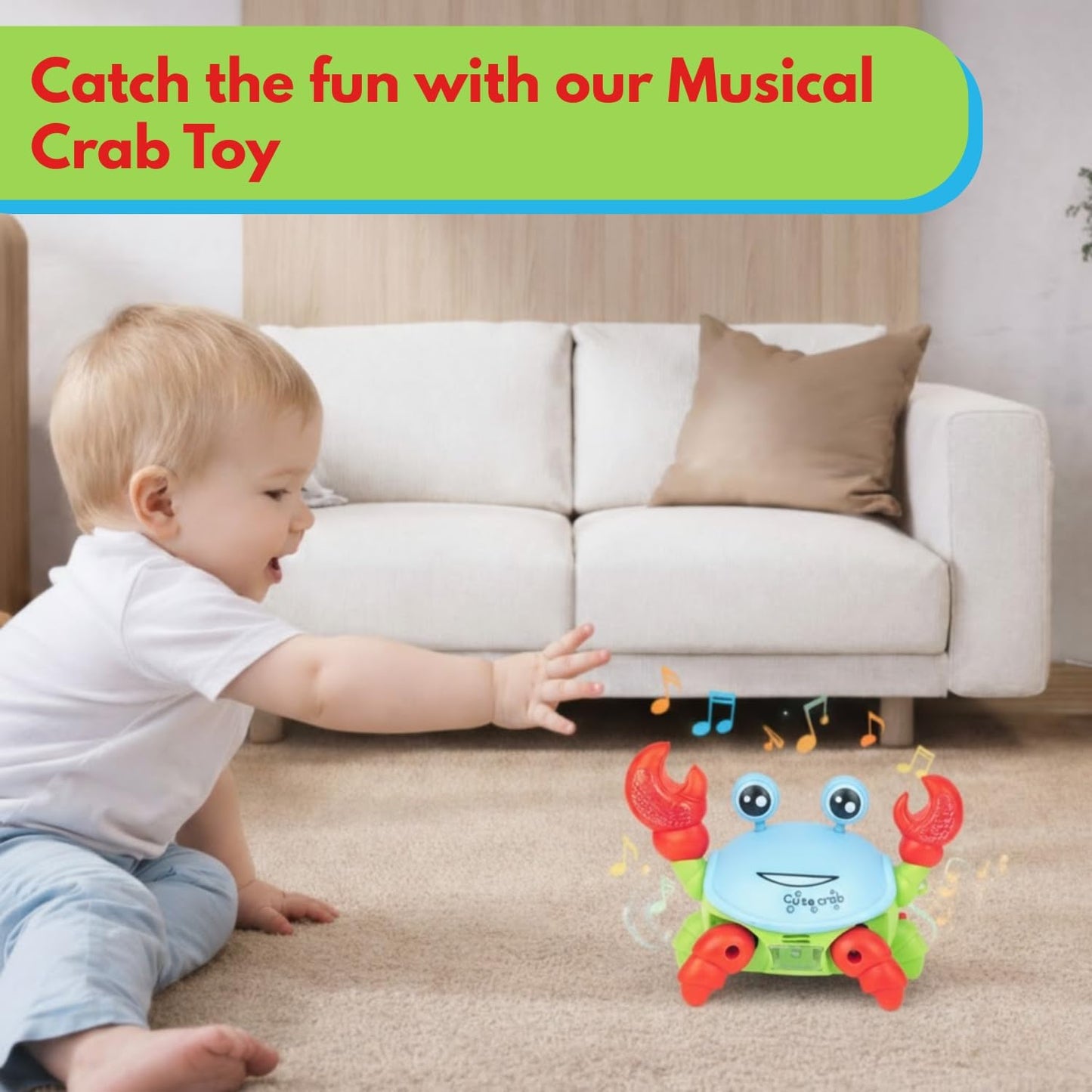 Interactive Crawling Crab Toy for Kids with Music & LED Lights