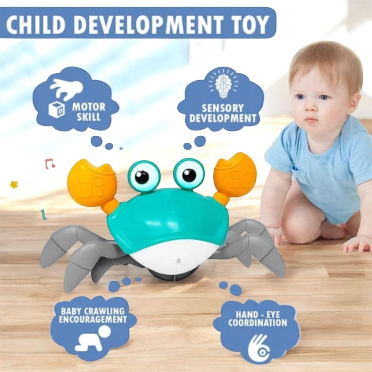 Crazy Crawling Crab Toy for Kids with Music & LED Lights