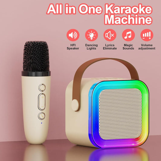 Rechargeable Karaoke Microphone with Bluetooth Speaker & LED Lights