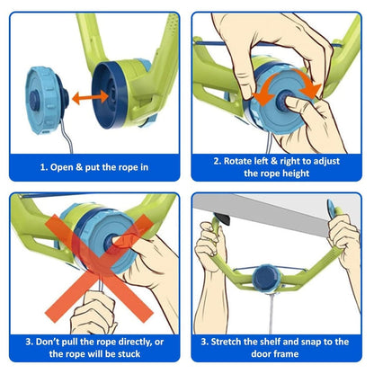 Adjustable Door Hanging Ping Pong Trainer Set with 2 Paddles & Balls