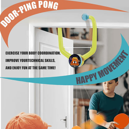 Adjustable Door Hanging Ping Pong Trainer Set with 2 Paddles & Balls