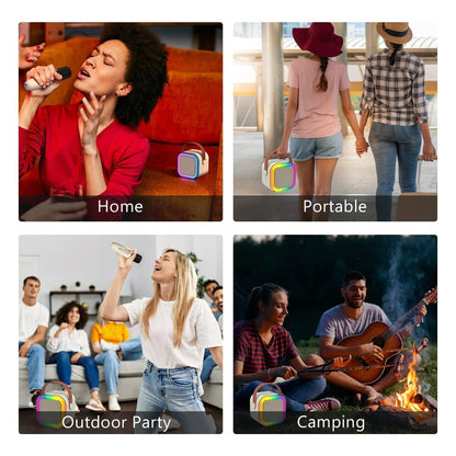 Rechargeable Karaoke Microphone with Bluetooth Speaker & LED Lights