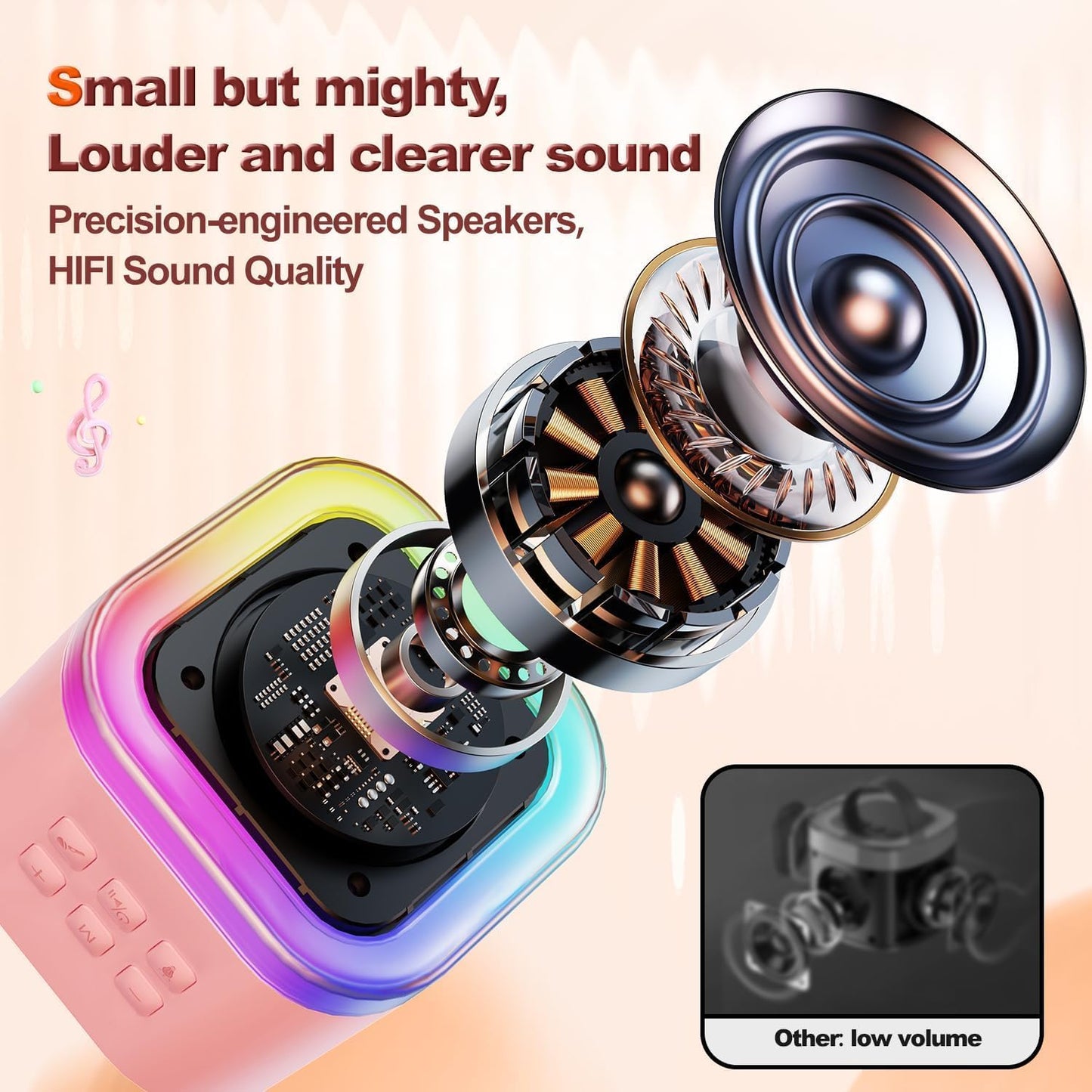 Rechargeable Karaoke Microphone with Bluetooth Speaker & LED Lights