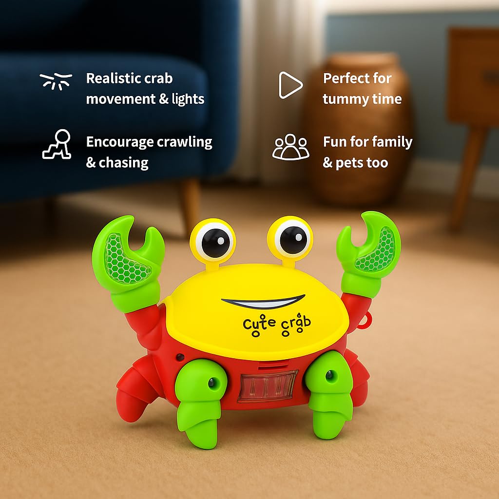 Interactive Crawling Crab Toy for Kids with Music & LED Lights