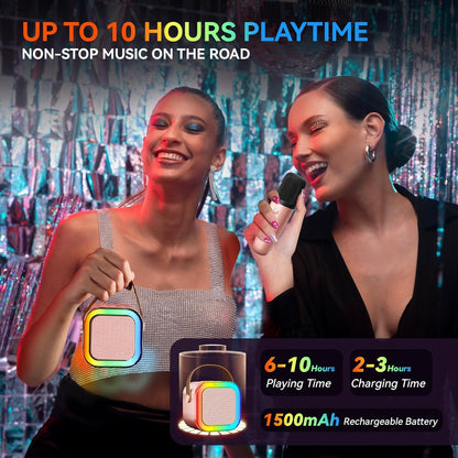 Rechargeable Karaoke Microphone with Bluetooth Speaker & LED Lights