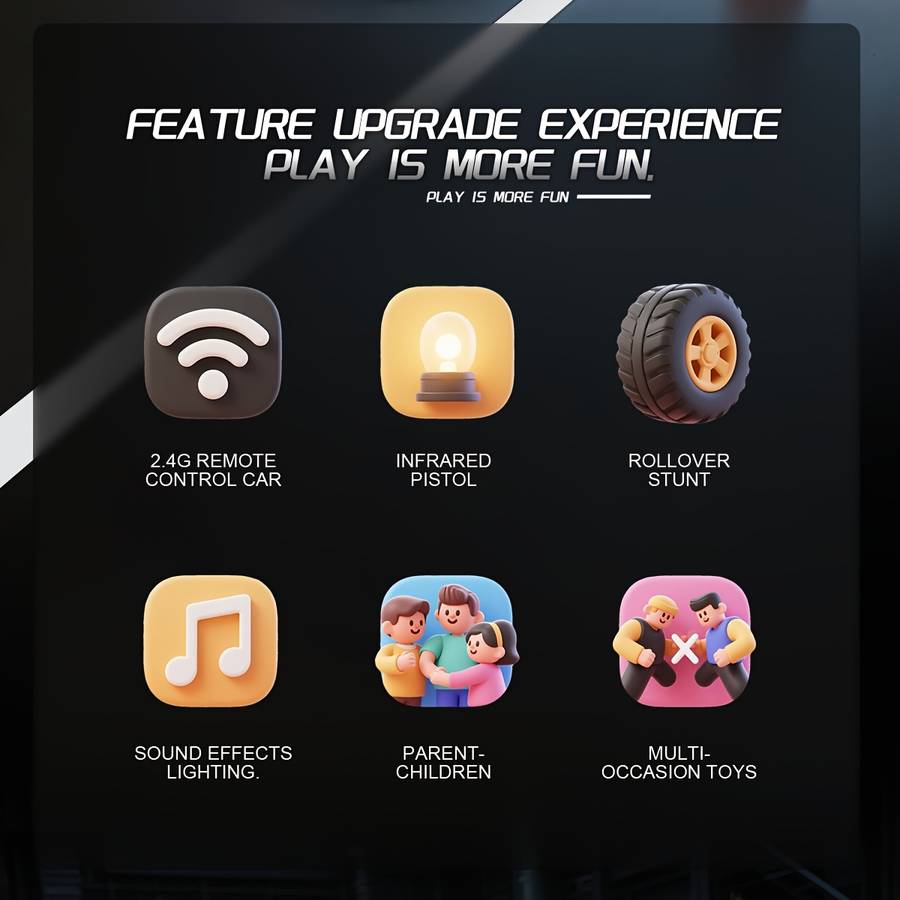 3-in-1 Infrared Battle RC Car Toy with Dual Remote & Shooter Gun