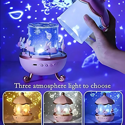 Bunny Carousel Night Light Star Projector for Kids