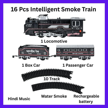 Rail Gadi Smoke Train Toy Set with Lights, Sound & Track