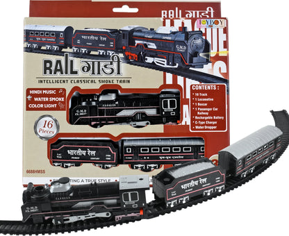 Rail Gadi Smoke Train Toy Set with Lights, Sound & Track